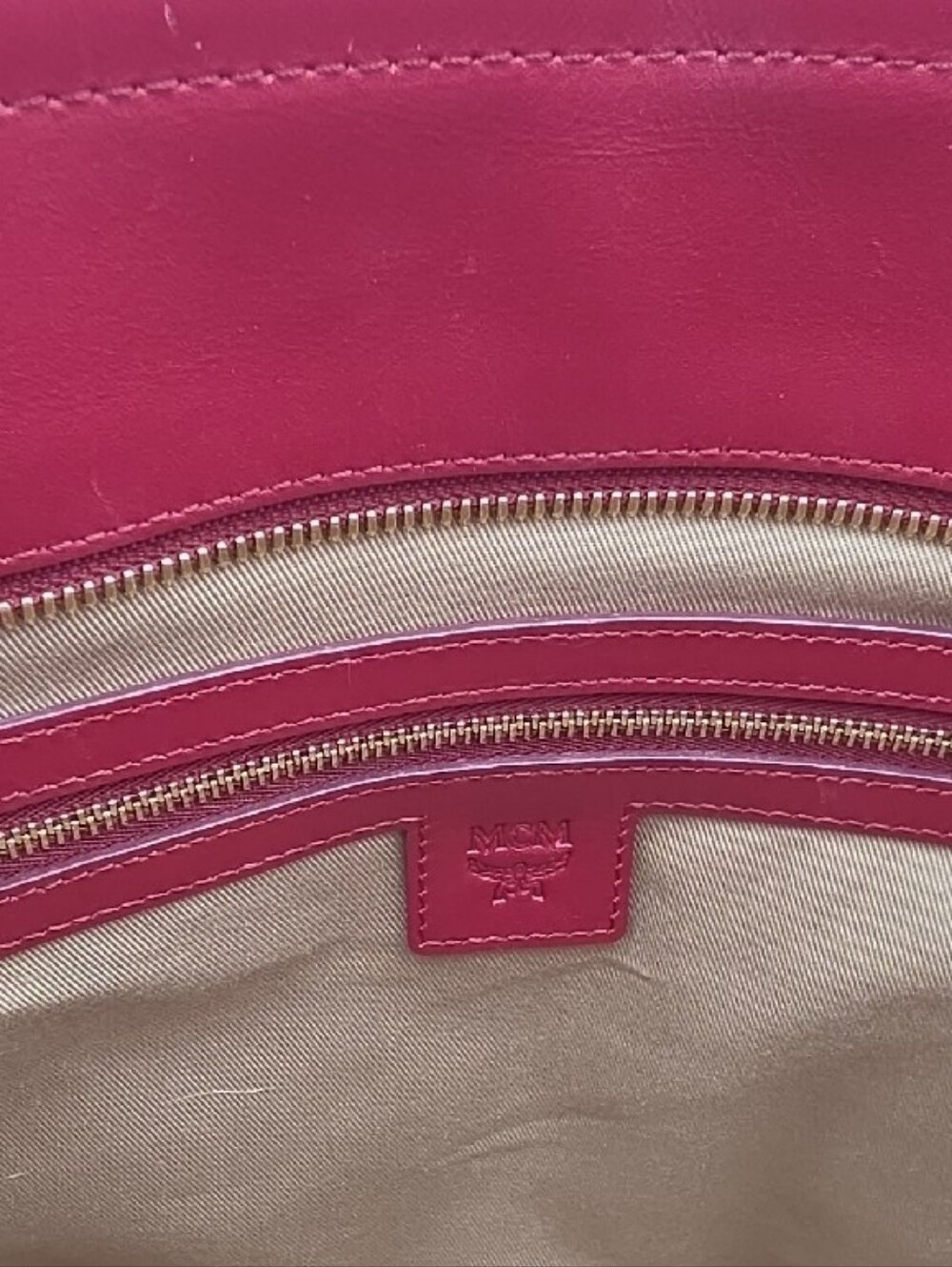 MCM Rose Gold Metallic Vietos Burgundy Stripe Gold Hardware Large Tote (EUC)✨️ - Picture 10 of 15